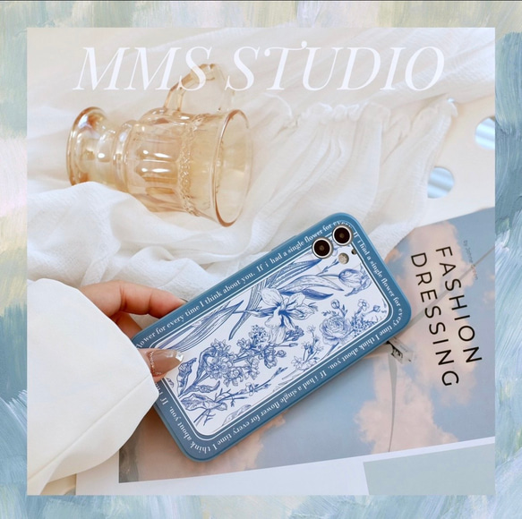 Katachi Selected・ 「青花レトロ花柄」iPhone / スマホケース★ 9枚目の画像