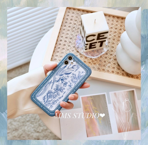 Katachi Selected・ 「青花レトロ花柄」iPhone / スマホケース★ 10枚目の画像