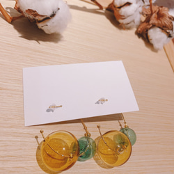 Katachi Selected・「18Kガラスボール」丸ボール/リングピアス(両耳：水色×オレンジ) 7枚目の画像