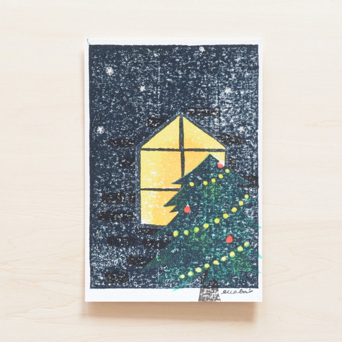クリスマス』木版画（額入り） 版画 木葉悦 通販 10776229