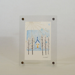 『冬の朝』木版画（額入り） 2枚目の画像