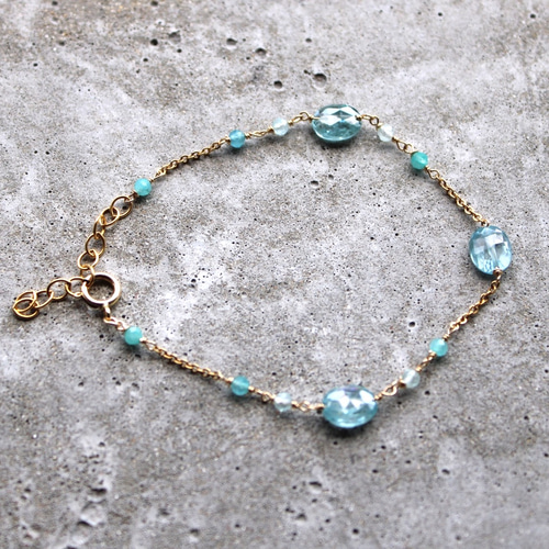 14kgfブルージルコンブレスレット 14kgf ブルージルコンのブレスレット [天然石] - メルカリ