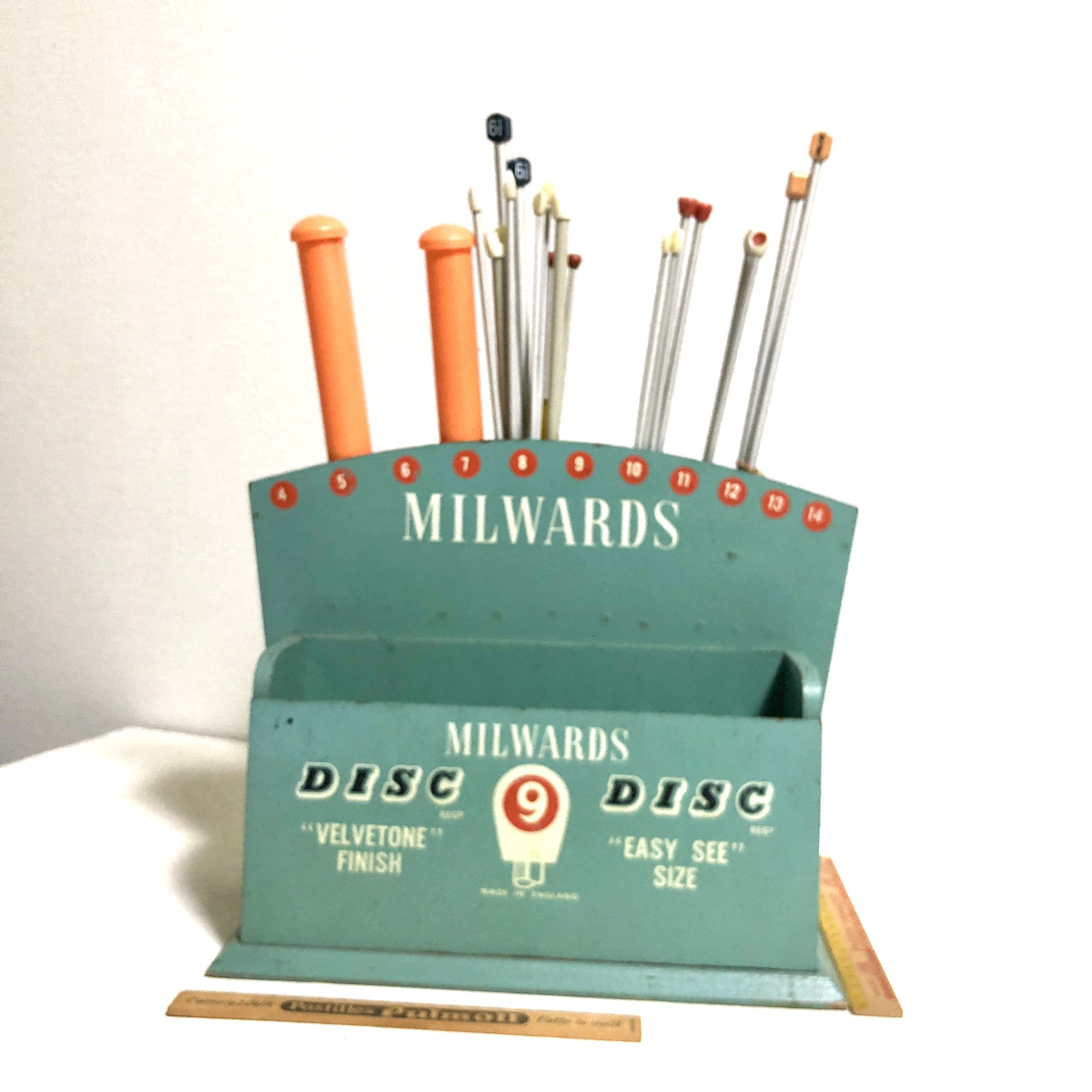編み棒収納　Milwardビンテージディスプレイ