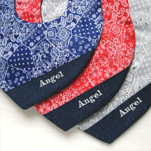 名入れ】ダブルガーゼ☆バンダナ柄スタイ スタイ・よだれかけ Angel  