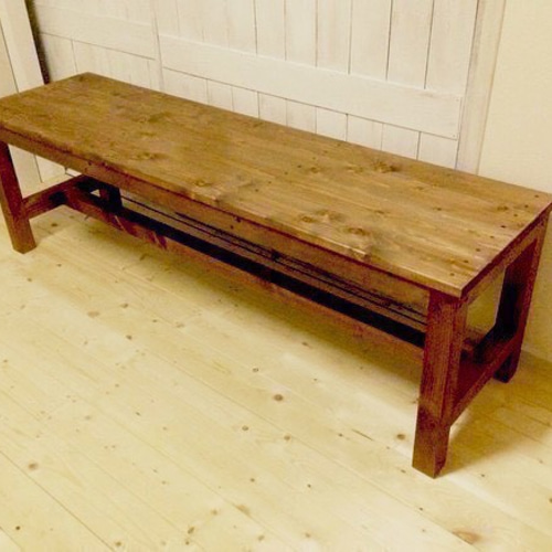 ハンドメイド家具＊W130cm木製長椅子＊ベンチ 椅子（チェアー  