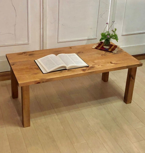国産ひのき無垢材のローテーブル 90cm×45cm 2枚目の画像