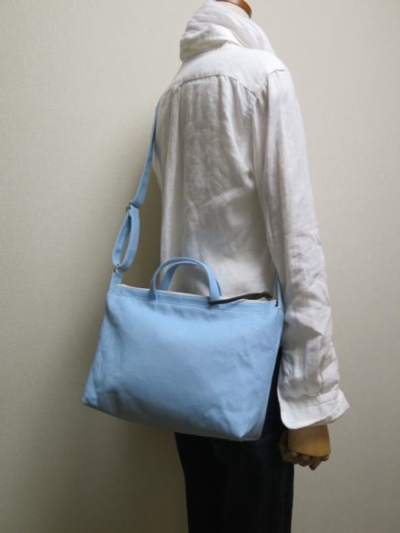 sold out☆倉敷帆布2WAYショルダーバッグB5☆light blue 3枚目の画像