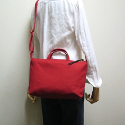 sold out☆B5倉敷帆布2WAYショルダーバッグ☆red×gold 2枚目の画像