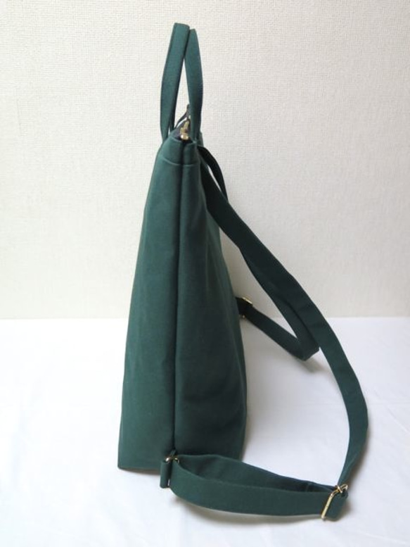 tika様オーダー品☆倉敷帆布リュックサック☆deep green×gold 5枚目の画像