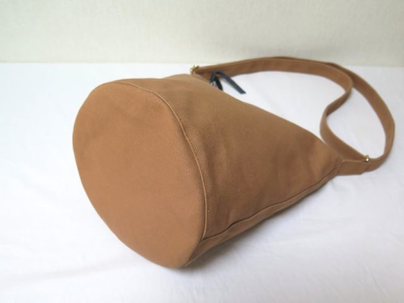 sold out☆倉敷帆布バケツ型ショルダーバッグ☆camel×gold 8枚目の画像