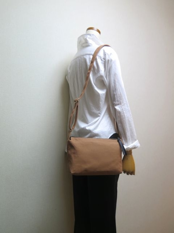 sold out☆倉敷帆布ショルダーバッグmini☆camel×gold 6枚目の画像