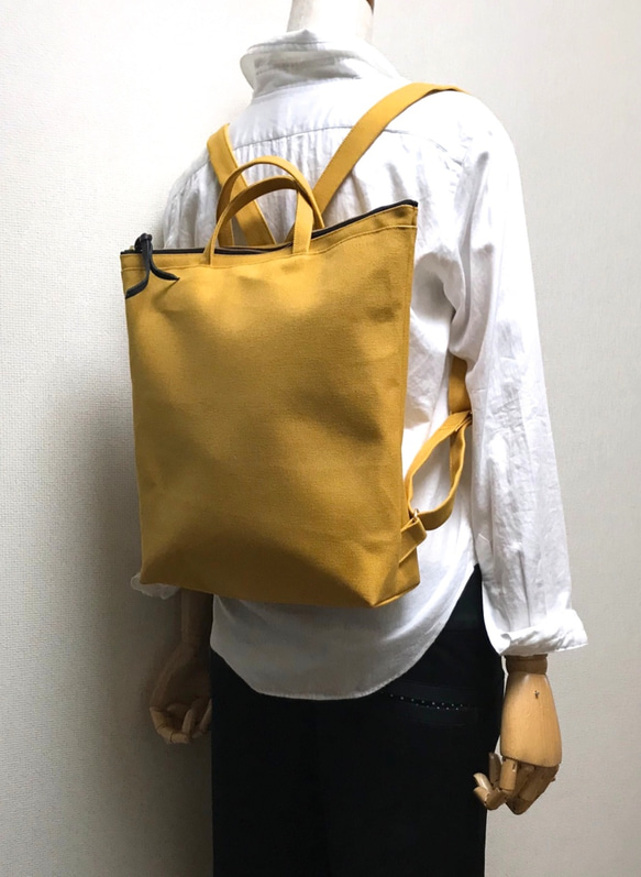 帆布２WAYリュックサック★mustard 1枚目の画像