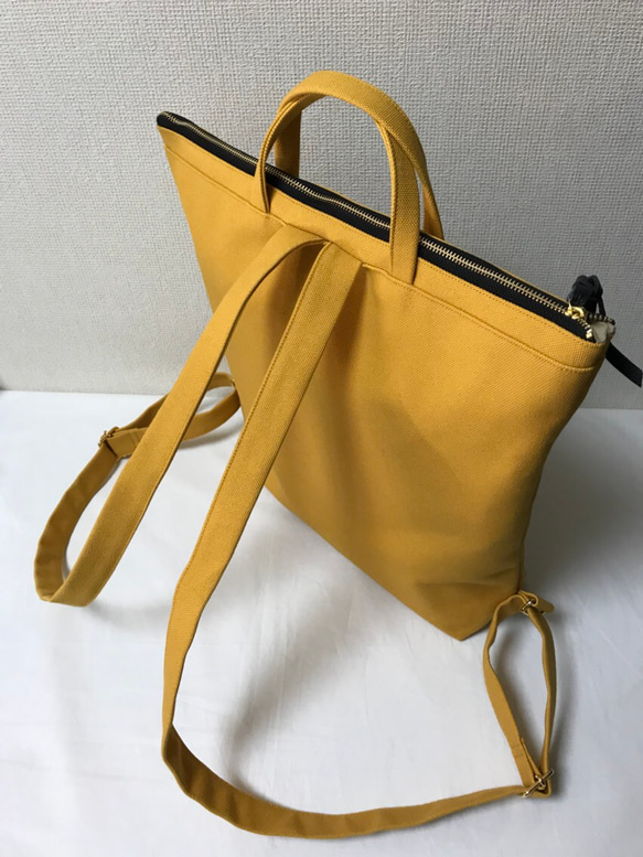 帆布２WAYリュックサック★mustard 3枚目の画像