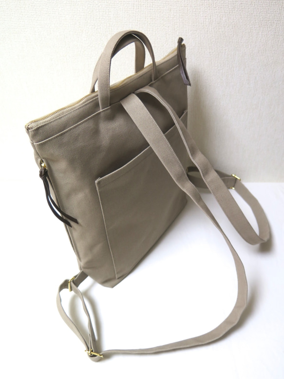 kuu様オーダー品☆倉敷帆布リュックサック☆light brown×gold 2枚目の画像