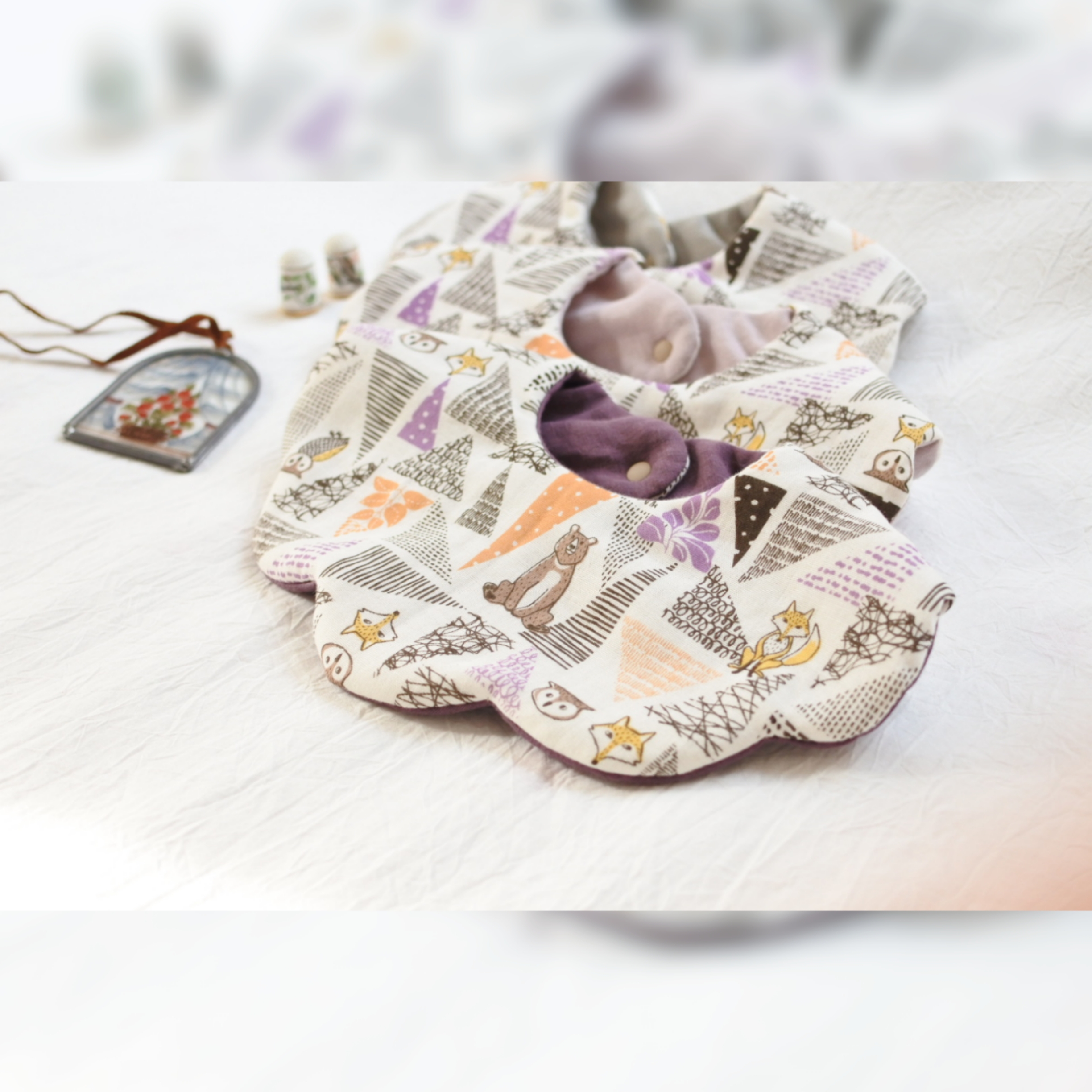 No.15 紫小花のふかふか花びらスタイ♡ No.15 紫小花のふかふか花びらスタイ♡ 【公式通販】