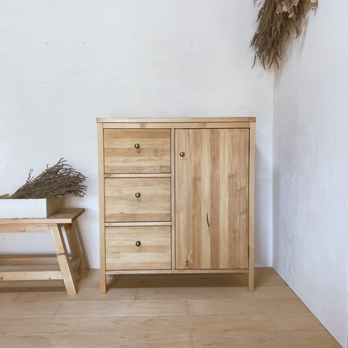 ha1. キャビネット W80 チェスト 引き出し カウンター 扉 収納 北欧