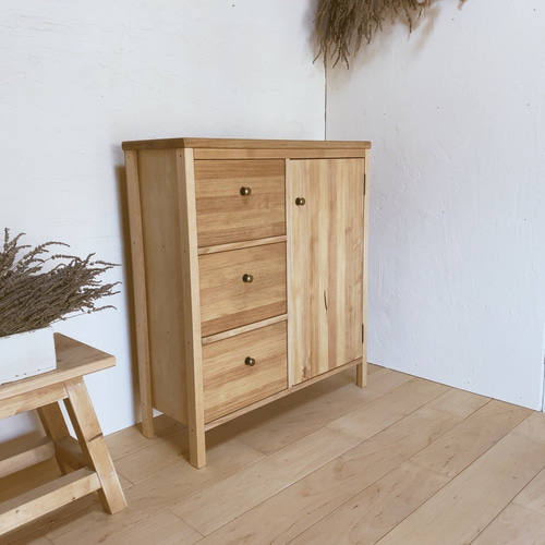 ha1. キャビネット W80 チェスト 引き出し カウンター 扉 収納 北欧