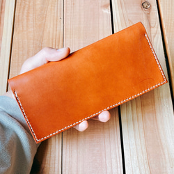 【】ヌメ革　ロングウォレット 長さ174MM ミニロングウォレット 長財布 ナチュラル イタリアンレザー