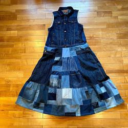 ゆったりめ☆デニムリメイク☆ワンピース☆パッチワーク デニム