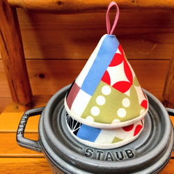 ２個セット★三角鍋つかみ★staub ルクルーゼ 土鍋 等にいかがでしょうか？　北欧　デニム　和柄　ストウブ 4枚目の画像