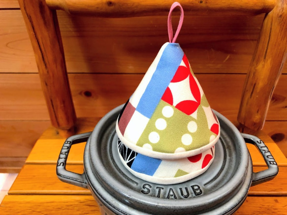 ２個セット★三角鍋つかみ★staub ルクルーゼ 土鍋 等にいかがでしょうか？　北欧　デニム　和柄　ストウブ 4枚目の画像