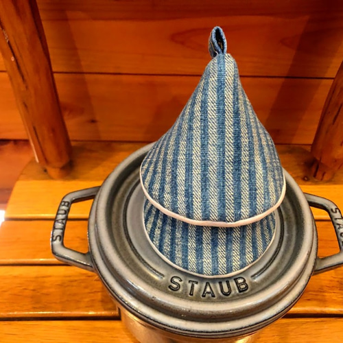 2個セット☆三角鍋つかみ☆staub にいかがでしょうか？デニム 和柄