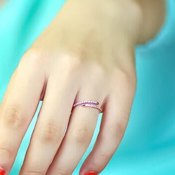 ☞金属アレ対応9号～18号♥ジルコニア※フリーサイズリング★指輪ピンクゴ－ルド プレゼント 新品 2枚目の画像