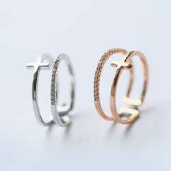 ☞金属アレ対応9号～20号♥ジルコニア※クロス フリーサイズリング★指輪ピンクゴ－ルド プレゼント 新品 4枚目の画像