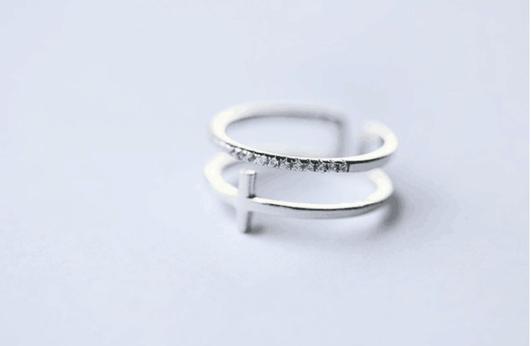 ☞金属アレ対応9号～20号♥クロス ジルコニア※フリーサイズリング指輪ホワイトゴールド 新品 3枚目の画像