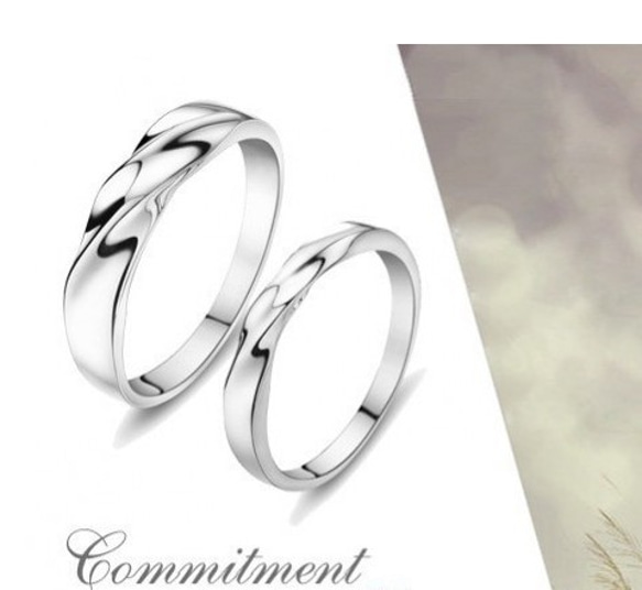 送料無料※即日発送☞婚約指輪ギフト♥シンプル※波形 金属アレ対応リング★指輪シルバー925 4枚目の画像