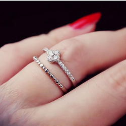 ☞金属アレ対応★送料無料 クロ―バ― 9号～20号♥ジルコニア※フリーサイズリング★四つの葉 指輪ピンクゴ－ルド 3枚目の画像