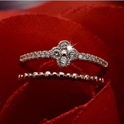 ☞金属アレ対応★送料無料 クロ―バ― 9号～20号♥ジルコニア※フリーサイズリング★四つの葉 指輪ピンクゴ－ルド 4枚目の画像