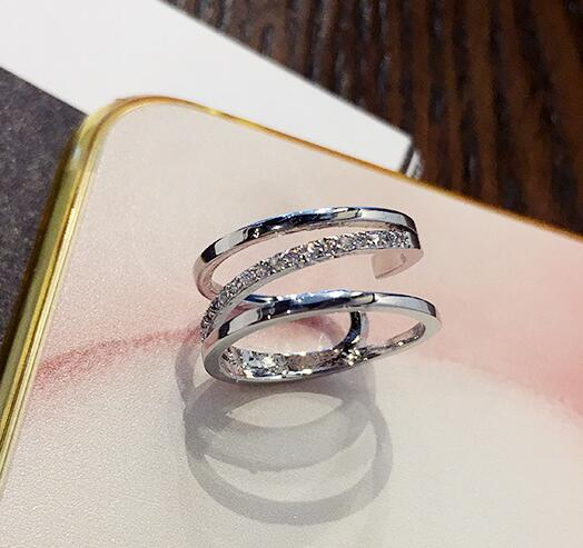 ☞金属アレ対応9号～19号♥ジルコニア※フリーサイズリング★指輪 ホワイトゴ－ルド 新品 1枚目の画像