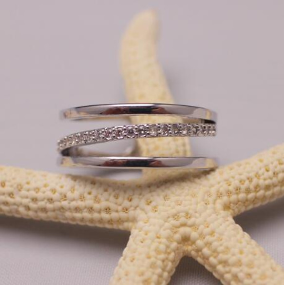 ☞金属アレ対応9号～19号♥ジルコニア※フリーサイズリング★指輪 ホワイトゴ－ルド 新品 2枚目の画像