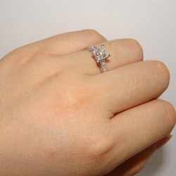 送料無料★婚約指輪 ギフト ジルコニア※金属アレ対応リング 指輪 ホワイトゴ―ルド S925刻印 2枚目の画像