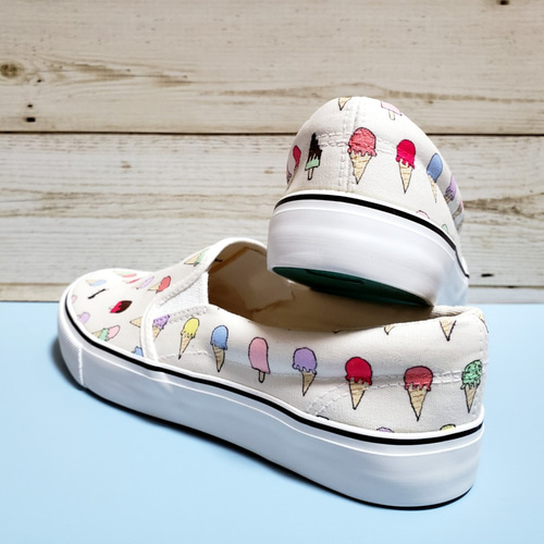 カラフル「アイスクリーム」大人かわいいスニーカー スリッポン【受注