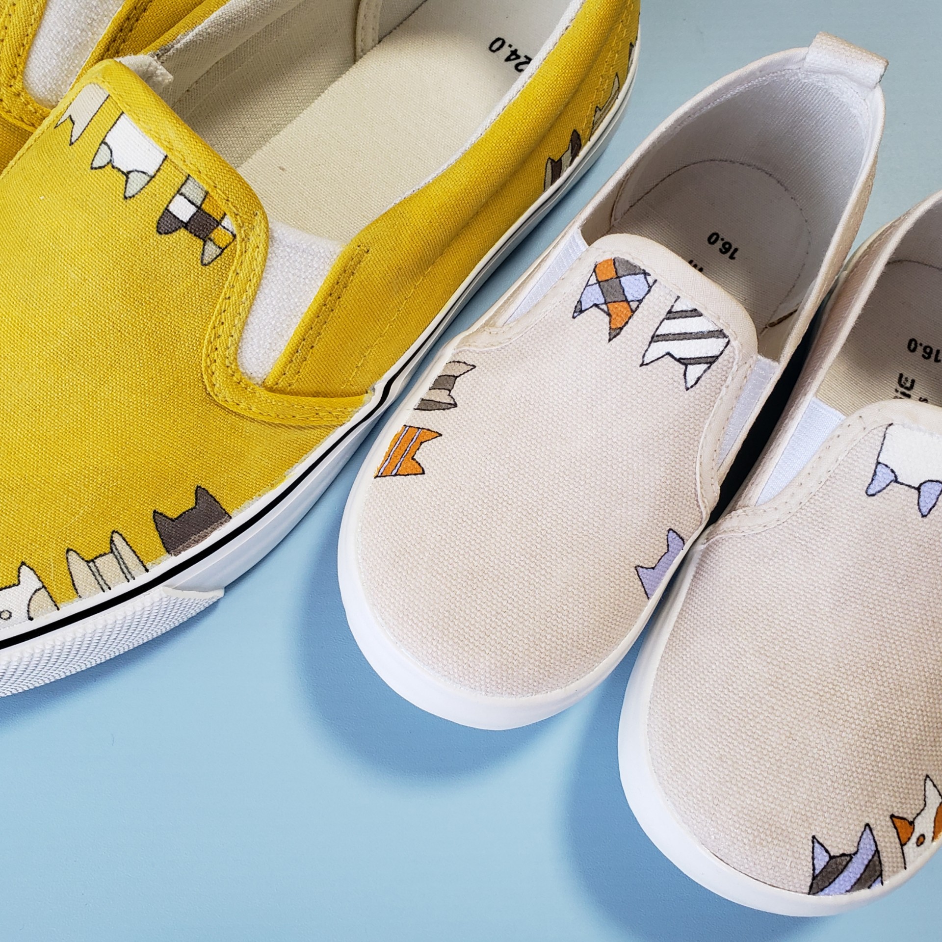 「おやこのネコノアタマ」大人かわいいスリッポン2足セット【受注制作】カラーオーダー承ります