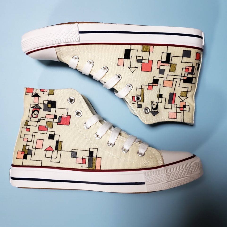 「ピンク×グレー」大人かわいいハイカットスニーカー【受注制作】ご希望のカラーで承ります