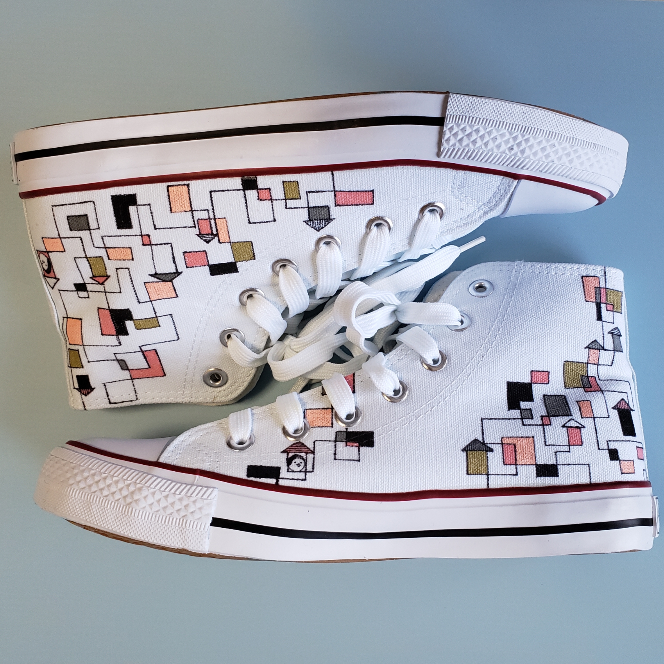 「ピンク×グレー」大人かわいいハイカットスニーカー【受注制作】ご希望のカラーで承ります