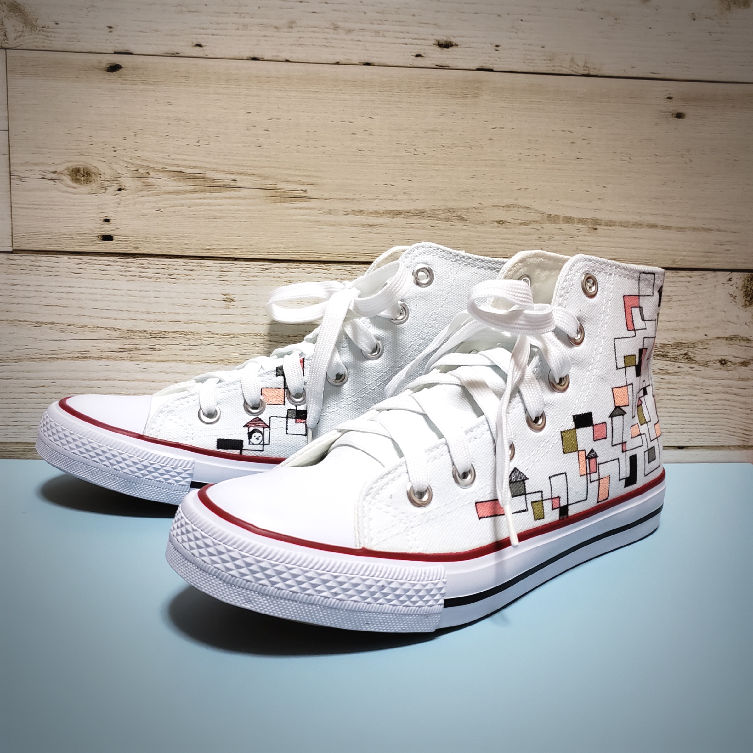 「ピンク×グレー」大人かわいいハイカットスニーカー【受注制作】ご希望のカラーで承ります