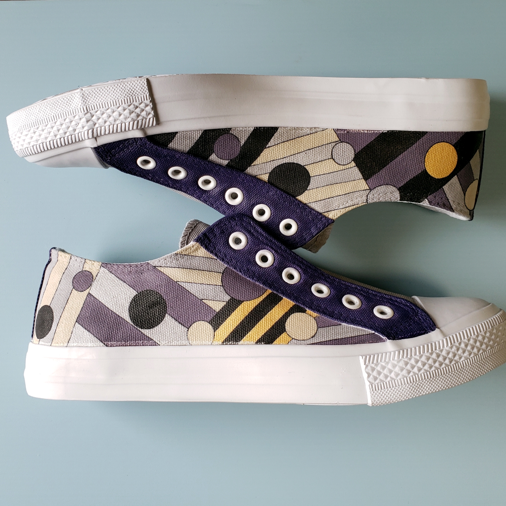 「ボーダー×ドット」大人かわいいスニーカー 脱ぎ履き楽ちんスリッポン【受注制作】お好きな色でオーダーできます