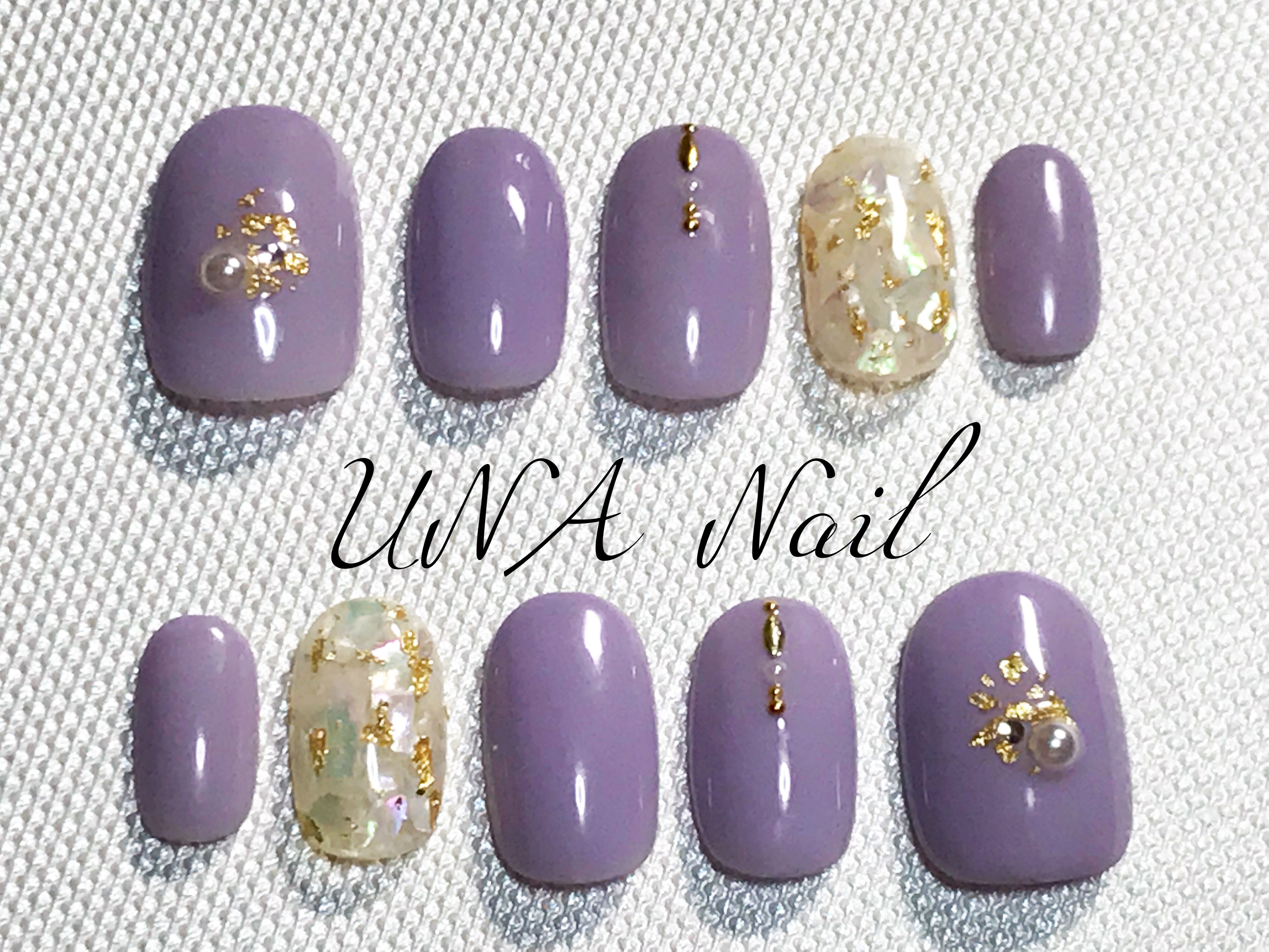 くすみパープル塗りかけネイルチップ