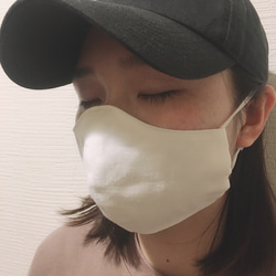 【即日発送]送料無料 夏用　白マスク　1050円　国産リネン100%ダブルガーゼ 立体マスク 5枚目の画像