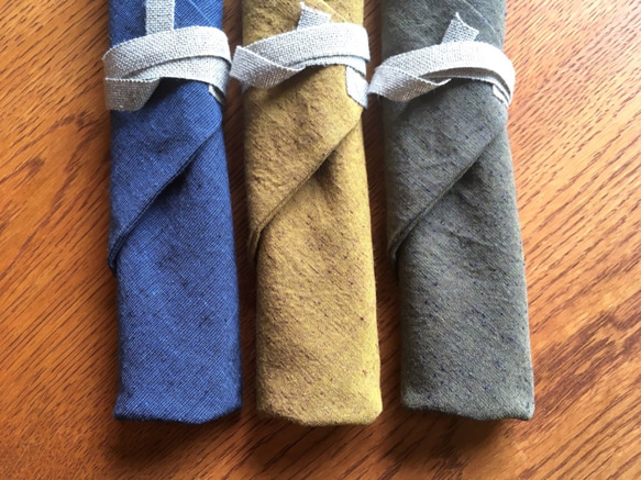 館林紬 こふろしき イエロー 木綿 群馬産織物 3枚目の画像