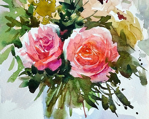 透明水彩 原画「花シリーズ1」 絵画 nara watercolor 通販