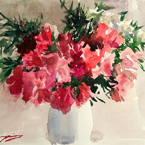 透明水彩 原画「花シリーズ7」 絵画 nara watercolor 通販