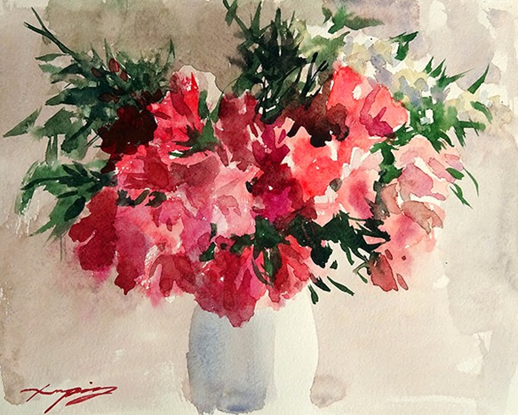 透明水彩 原画「花シリーズ7」 絵画 nara watercolor 通販