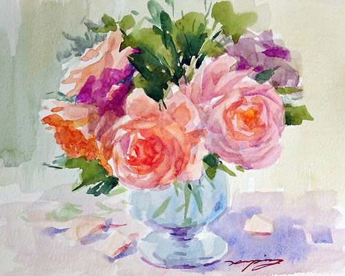 透明水彩 原画「花シリーズ8」 絵画 nara watercolor 通販 透明水彩 原画「花シリーズ8」 絵画 nara watercolor 通販
