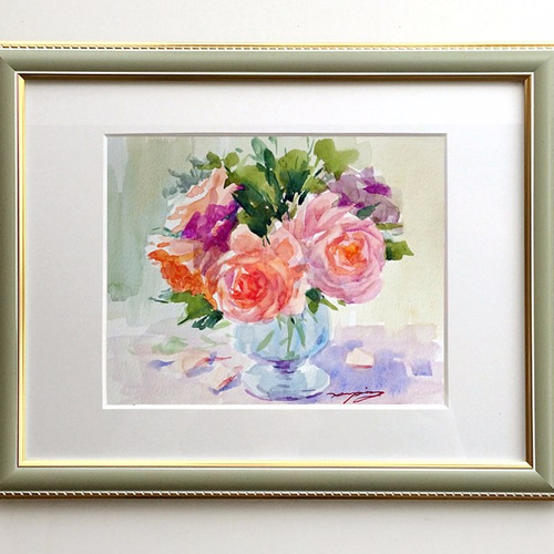 透明水彩 原画「花シリーズ8」 絵画 nara watercolor 通販
