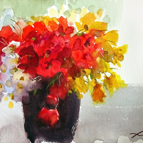 透明水彩 原画「花シリーズ11」 絵画 nara watercolor 通販｜Creema 